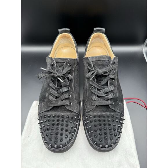 Christian Louboutin Louis Junior Spikes Black Suede Sneakers Men Shoes Authentic main image 5